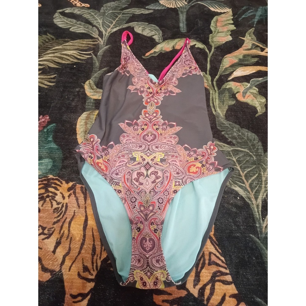 Athleta One Piece Swimsuit Women's Large L Purple Paisley